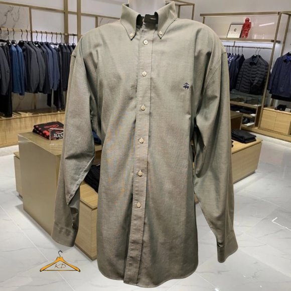 Brooks Brothers Dress Shirt - XL, Green, Non-Iron, Button Down Collar - Picture 2 of 8